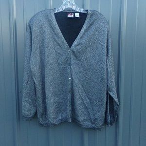 Elena Tannassi Silver Long Sleeve Cardigan- Size 3X